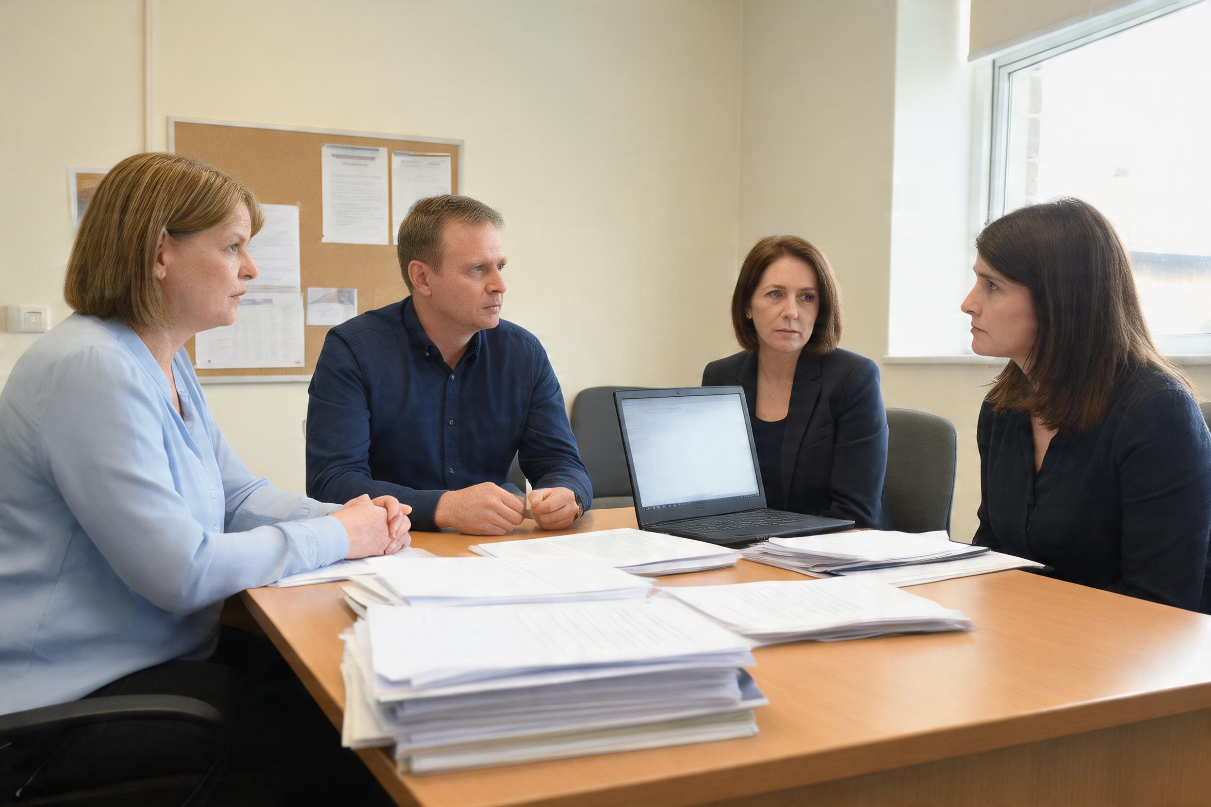 Best-interests meeting with professionals and a family member around a table