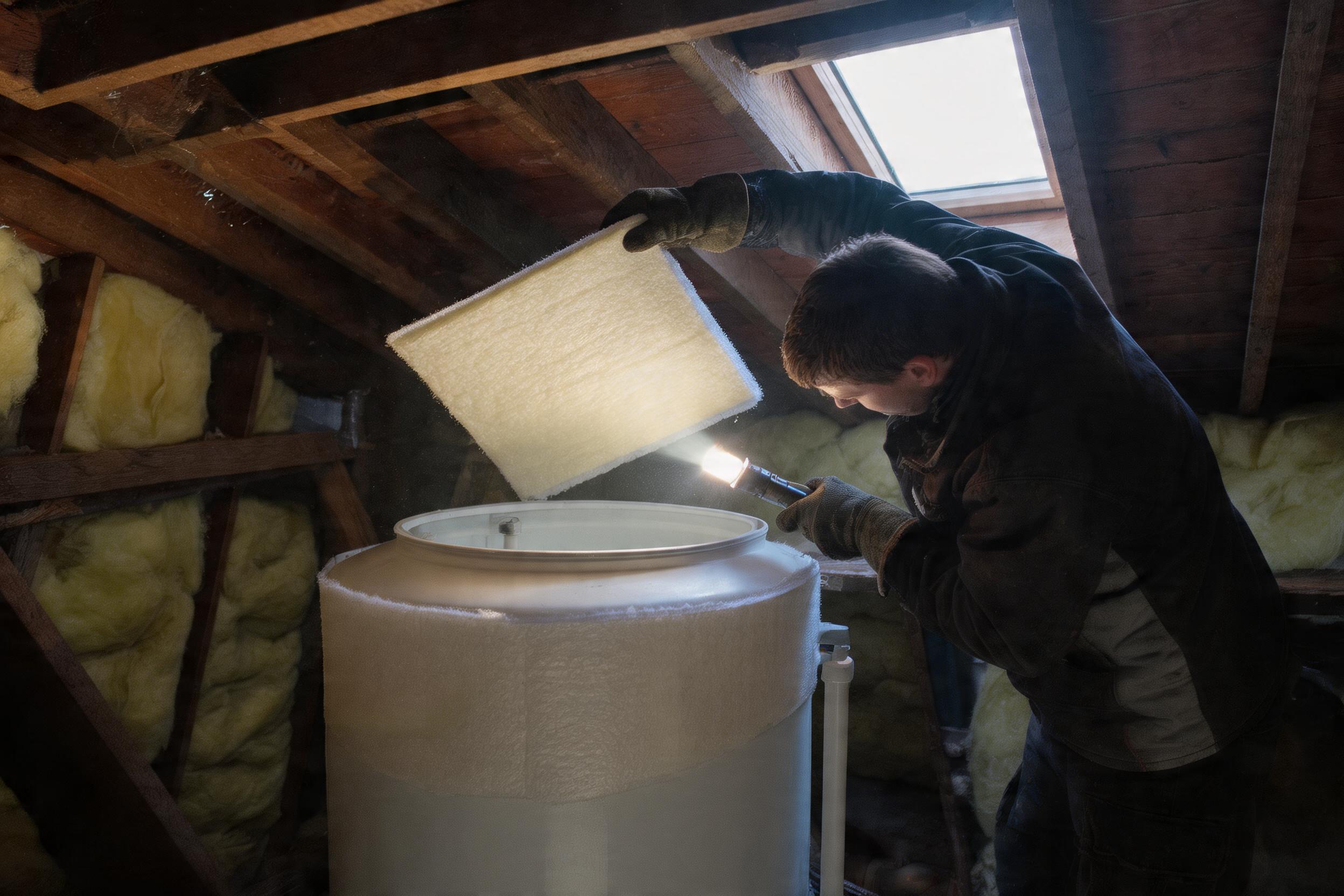 Inspecting a cold water storage tank in a loft during a legionella risk assessment