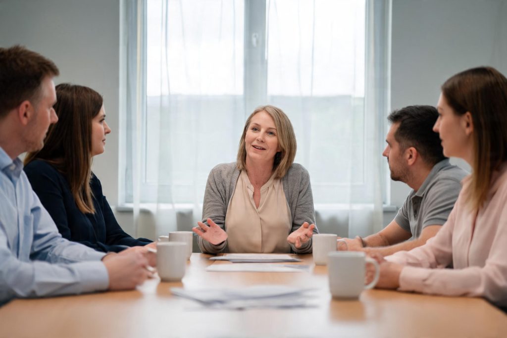 HR manager leading a workplace training session