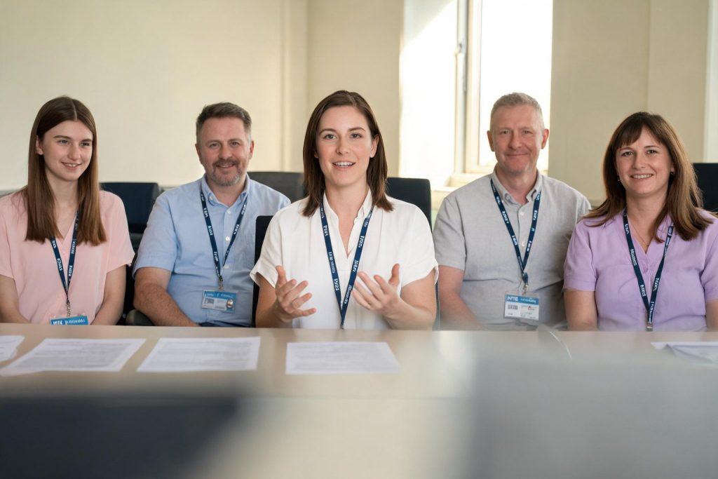 Doctors at a teaching session in a hospital seminar room